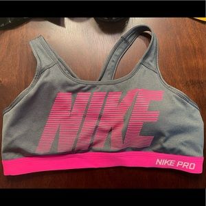 NIKE Pro Sports Bra in XL. Pink and Grey.